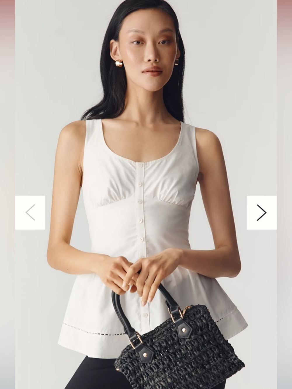 ❌SOLD❌ EN SAISON NWOT Brittany White Button-Front Peplum Top